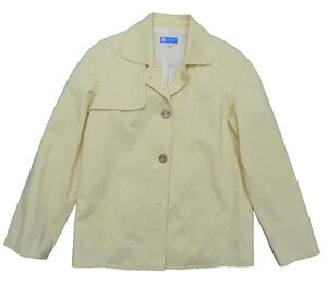 Vtg 70s Koret Lined Gold Anchor Buttons Pockets Twill Jacket Boat Coat Yellow M